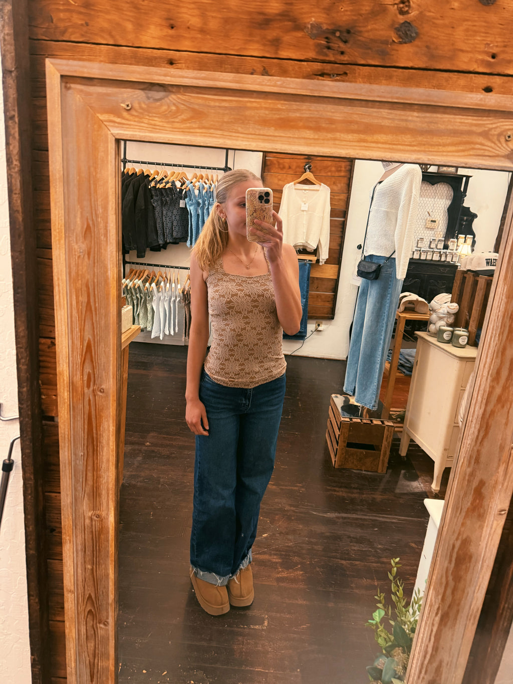 Floral Jacquard Square Neck Top