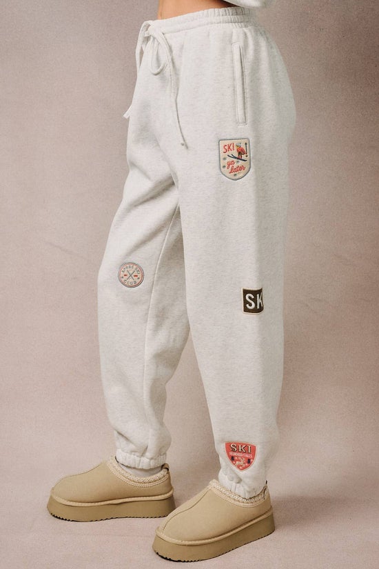 High Waist Ski Patch Drawstring Joggers