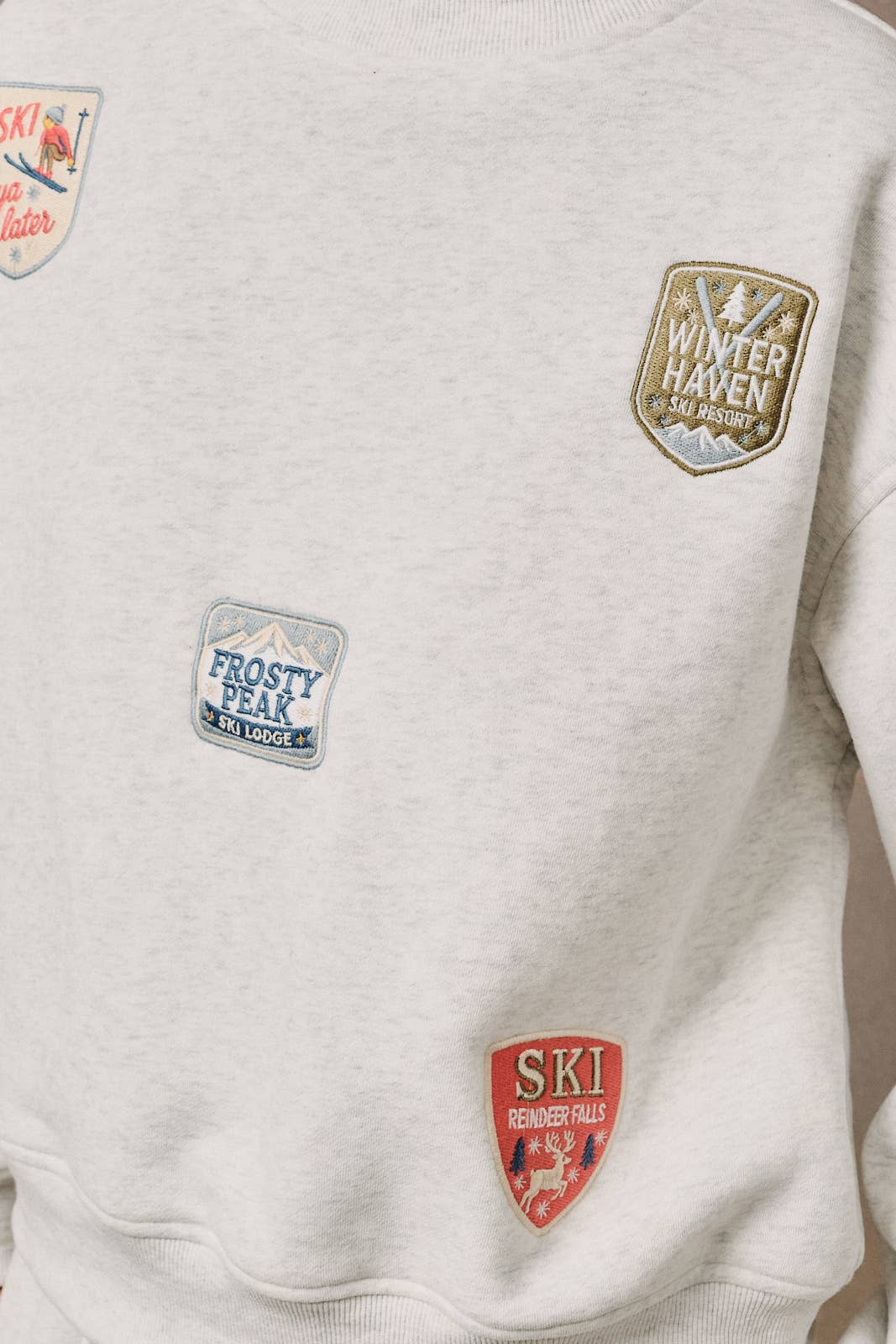High Neck Ski Patch Drop Shoulder Sweatshirt