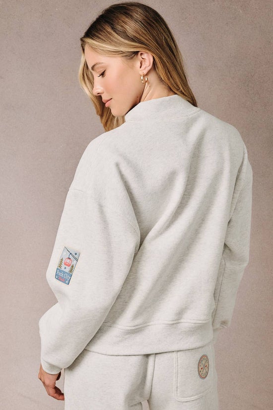 High Neck Ski Patch Drop Shoulder Sweatshirt
