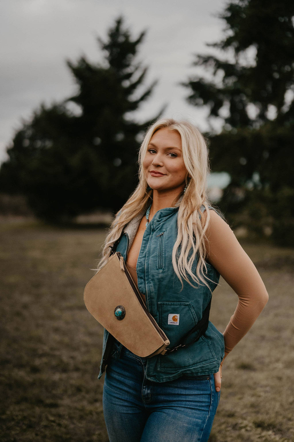 Full suede Crossbody Bag padded CC