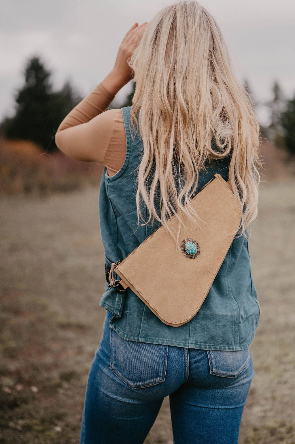 Full suede Crossbody Bag padded CC