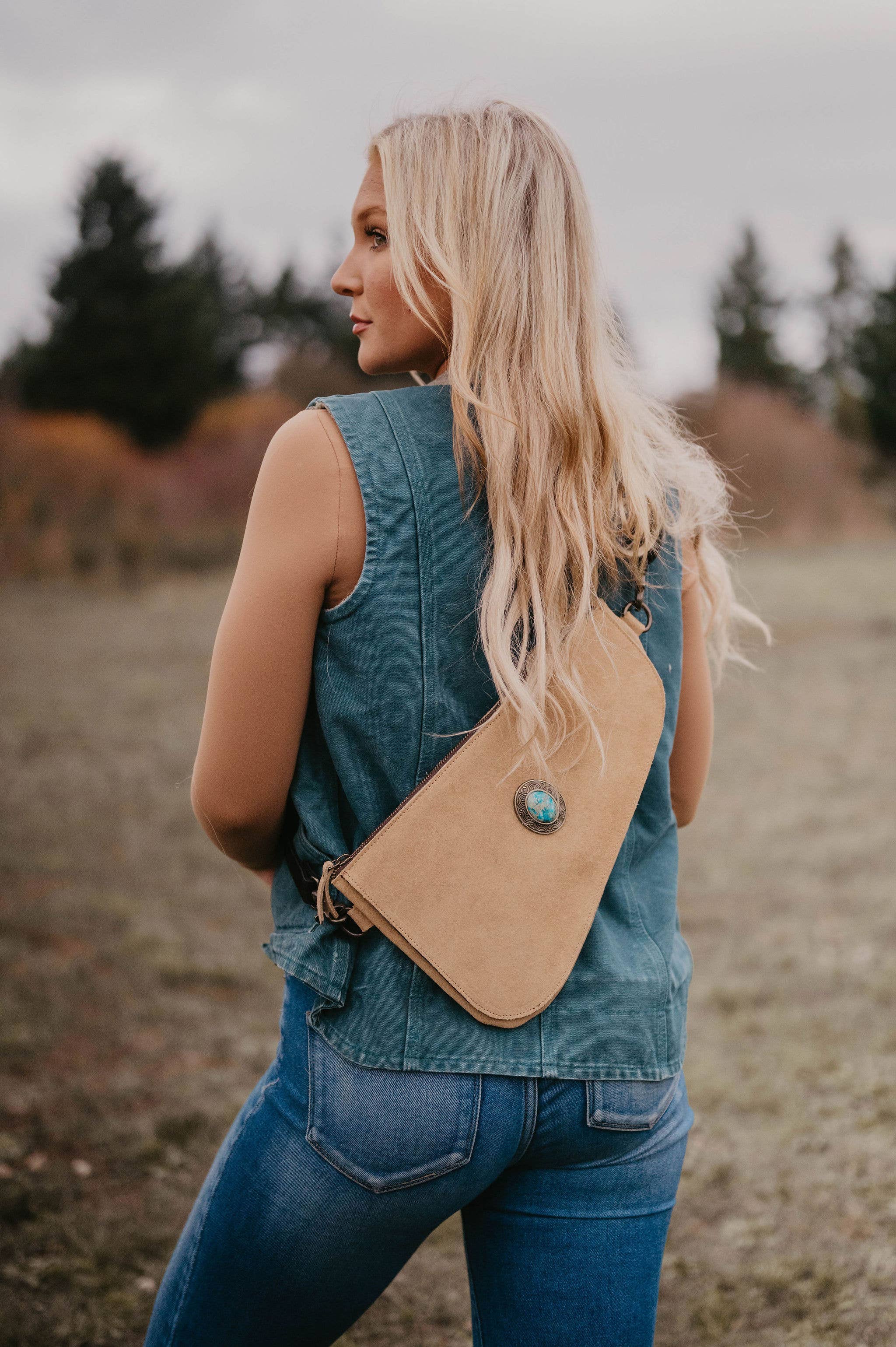 Full suede Crossbody Bag padded CC